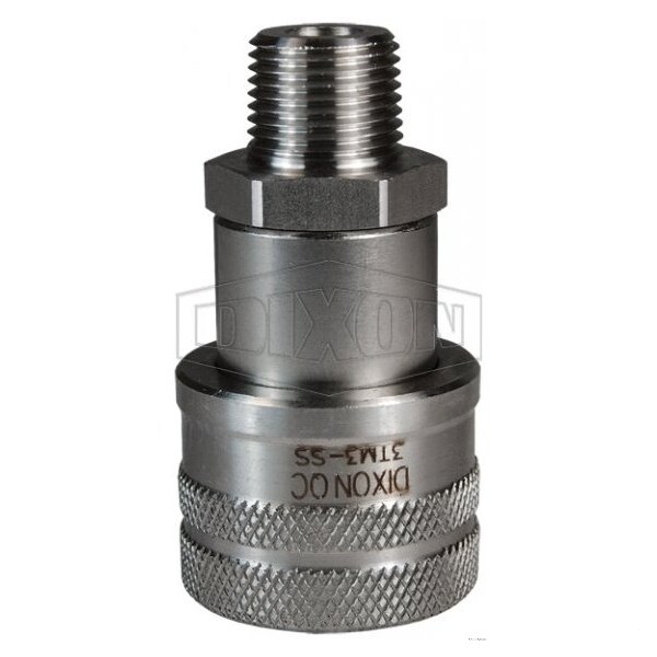 DQC T Quick Disconnect Hydraulic Ball Valve Coupling, 3/8-18 Nominal, Male NPTF, 316 SSss Steel